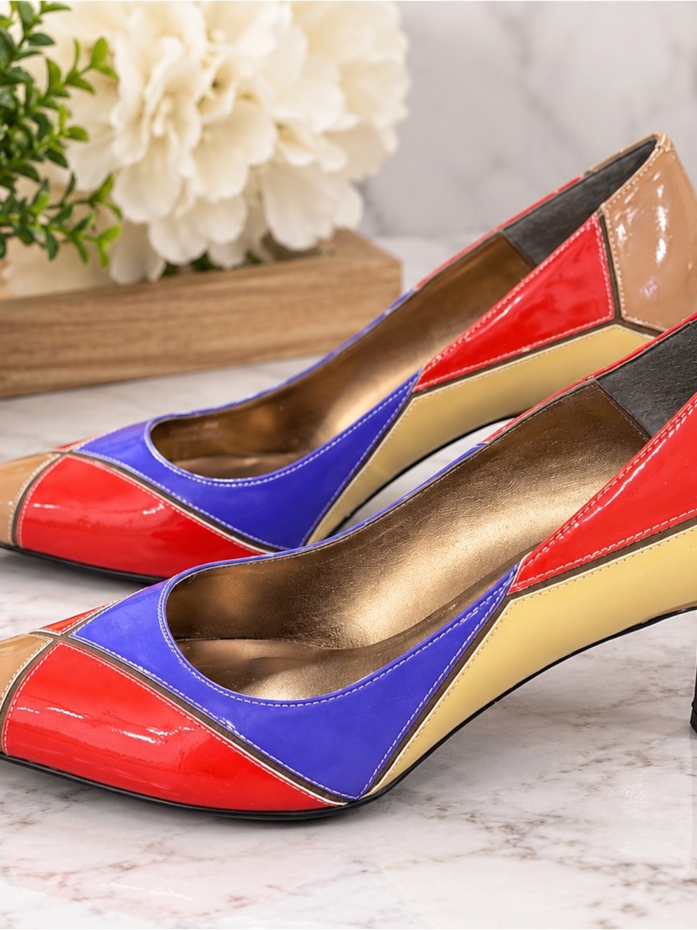 J. Renee Colorblock Patent Leather Pointed-Toe Pumps – Size 9M